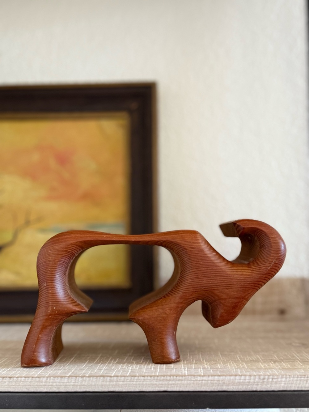 Hand Crafted Brown Wooden Animal Accent Figurine